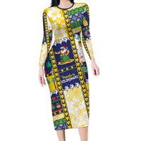 Tokelau Christmas Long Sleeve Bodycon Dress Festive Beach Vibes - Polynesian Pride