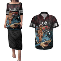 Hawaii Ikaika Couples Matching Puletasi and Hawaiian Shirt Hawaiian Mythic Koa Tribal Warrior