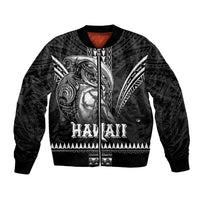 Hawaiian Ikaika Warrior Bomber Jacket Tribal Pattern LT05 Unisex Black - Polynesian Pride