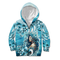 Hawaii Namaka Goddess Of The Sea Kid Hoodie Polynesian Style LT05 Zip Hoodie Turquoise - Polynesian Pride