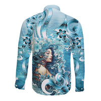Hawaii Namaka Goddess Of The Sea Long Sleeve Button Shirt Polynesian Style LT05 - Polynesian Pride