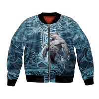 Hawaiian Shark God Kamohoalii Bomber Jacket Polynesian Style LT05 Unisex Blue - Polynesian Pride
