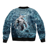 Hawaiian Shark God Kamohoalii Sleeve Zip Bomber Jacket Polynesian Style LT05 - Polynesian Pride