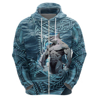 Hawaiian Shark God Kamohoalii Zip Hoodie Polynesian Style LT05 - Polynesian Pride