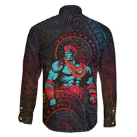 Hawaiian Demigod Maui Family Matching Off Shoulder Maxi Dress and Hawaiian Shirt Polynesian Mythology LT05 - Polynesian Pride