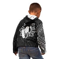 Philippines Tribal Kid Hoodie King Lapu Lapu Black Version