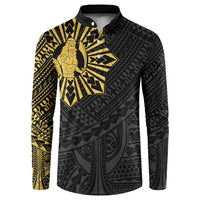 Philippines Tribal Button Sweatshirt King Lapu Lapu Gold Version