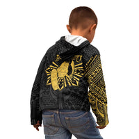 Philippines Tribal Kid Hoodie King Lapu Lapu Gold Version