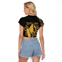 Philippines Tribal Raglan Cropped T Shirt King Lapu Lapu Gold Version