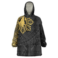 Philippines Tribal Wearable Blanket Hoodie King Lapu Lapu Gold Version