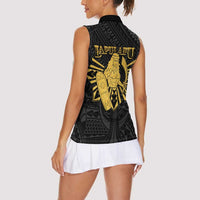 Philippines Tribal Women Sleeveless Polo Shirt King Lapu Lapu Gold Version