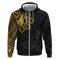 Philippines Tribal Zip Hoodie King Lapu Lapu Gold Version LT05 Zip Hoodie Gold - Polynesian Pride