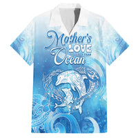 Mother's Love Is Deeper Than Ocean Family Matching Puletasi and Hawaiian Shirt Polynesian Style LT05 Dad's Shirt - Short Sleeve Blue - Polynesian Pride