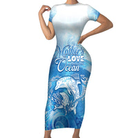 Mother's Love Is Deeper Than Ocean Short Sleeve Bodycon Dress Polynesian Style