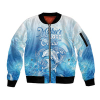 Mother's Love Is Deeper Than Ocean Sleeve Zip Bomber Jacket Polynesian Style LT05 Unisex Blue - Polynesian Pride