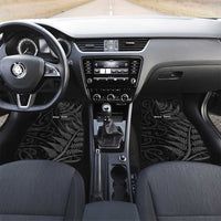 Personalised New Zealand Chur Bro Car Mats Maori Koru With Silver Fern LT05 Set 2pcs - Front Black - Polynesian Pride