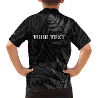 Personalised New Zealand Chur Bro Family Matching Off Shoulder Short Dress and Hawaiian Shirt Maori Koru With Silver Fern