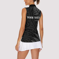 Personalised New Zealand Chur Bro Women Sleeveless Polo Shirt Maori Koru With Silver Fern LT05 - Polynesian Pride
