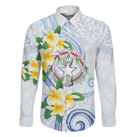 Northern Mariana Islands Chamorro Family Matching Off Shoulder Maxi Dress and Hawaiian Shirt Plumeria Curves Style White Version