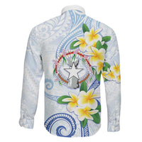 Northern Mariana Islands Chamorro Family Matching Off Shoulder Maxi Dress and Hawaiian Shirt Plumeria Curves Style White Version