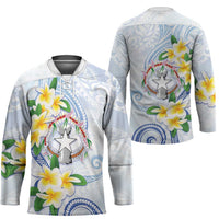 Northern Mariana Islands Chamorro Hockey Jersey Plumeria Curves Style White Version