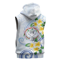 Northern Mariana Islands Chamorro Sleeveless Hoodie Plumeria Curves Style White Version LT05 - Polynesian Pride