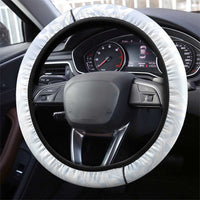 Northern Mariana Islands Chamorro Steering Wheel Cover Plumeria Curves Style White Version LT05 - Polynesian Pride