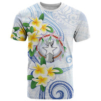 Northern Mariana Islands Chamorro T Shirt Plumeria Curves Style White Version