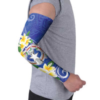 Northern Mariana Islands Chamorro Arm Sleeves Plumeria Curves Style Navy Version
