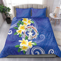 Northern Mariana Islands Chamorro Bedding Set Plumeria Curves Style Navy Version