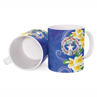 Northern Mariana Islands Chamorro Ceramic Mug Plumeria Curves Style Navy Version