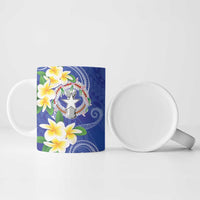 Northern Mariana Islands Chamorro Ceramic Mug Plumeria Curves Style Navy Version