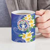 Northern Mariana Islands Chamorro Ceramic Mug Plumeria Curves Style Navy Version