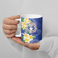 Northern Mariana Islands Chamorro Ceramic Mug Plumeria Curves Style Navy Version