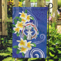 Northern Mariana Islands Chamorro Garden Flag Plumeria Curves Style Navy Version LT05 Garden Flag Navy - Polynesian Pride