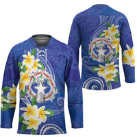 Northern Mariana Islands Chamorro Hockey Jersey Plumeria Curves Style Navy Version LT05 - Polynesian Pride