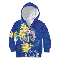 Northern Mariana Islands Chamorro Kid Hoodie Plumeria Curves Style Navy Version LT05 Zip Hoodie Navy - Polynesian Pride