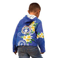 Northern Mariana Islands Chamorro Kid Hoodie Plumeria Curves Style Navy Version LT05 - Polynesian Pride