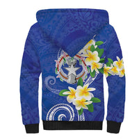 Northern Mariana Islands Chamorro Sherpa Hoodie Plumeria Curves Style Navy Version LT05 - Polynesian Pride