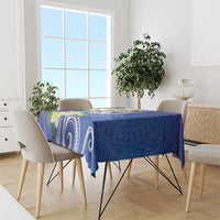 Northern Mariana Islands Chamorro Tablecloth Plumeria Curves Style Navy Version LT05 - Polynesian Pride
