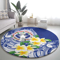 Northern Mariana Islands Round Carpet Polynesian Pattern With Frangipani LT05 - Polynesian Pride
