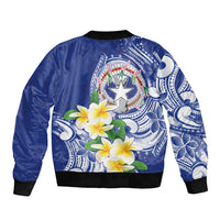 Northern Mariana Islands Sleeve Zip Bomber Jacket Polynesian Pattern With Frangipani LT05 - Polynesian Pride