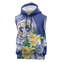 Northern Mariana Islands Sleeveless Hoodie Polynesian Pattern With Frangipani LT05 Navy - Polynesian Pride
