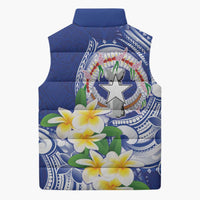 Northern Mariana Islands Sleeveless Puffer Jacket Polynesian Pattern With Frangipani LT05 - Polynesian Pride