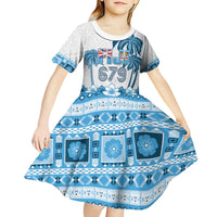 Fiji 679 Constitution Day Kid Short Sleeve Dress Fijian Tapa Pattern