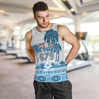 Fiji 679 Constitution Day Men Tank Top Fijian Tapa Pattern LT05 Blue - Polynesian Pride