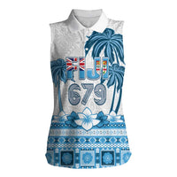 Fiji 679 Constitution Day Women Sleeveless Polo Shirt Fijian Tapa Pattern