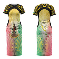 Vanuatu Independence Day Couples Matching Short Sleeve Bodycon Dress and Hawaiian Shirt The Untouched Paradise LT05 - Polynesian Pride