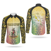 Vanuatu Independence Day Couples Matching Summer Maxi Dress and Long Sleeve Button Shirt The Untouched Paradise LT05 - Polynesian Pride