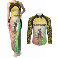 Vanuatu Independence Day Couples Matching Tank Maxi Dress and Long Sleeve Button Shirt The Untouched Paradise LT05 Colorful - Polynesian Pride